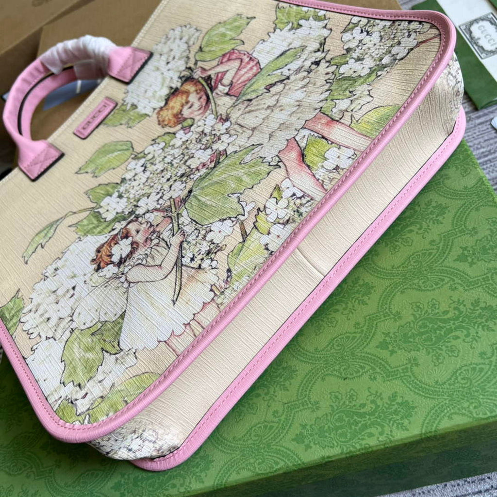 Gucci 550763 Children's Fairy Print Large Tote Bag Pink