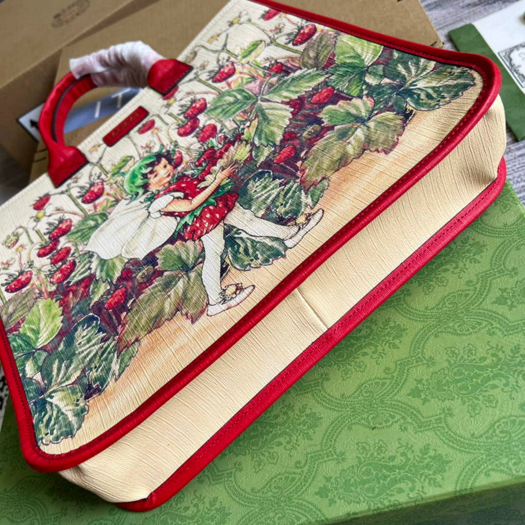 Gucci 550763 Children's Fairy Print Large Tote Bag Red