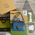 Gucci 583571 GG Marmont mini top handle bag Blue - Default Title - View 1