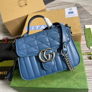 Gucci 583571 GG Marmont mini top handle bag Blue - Default Title - View 4