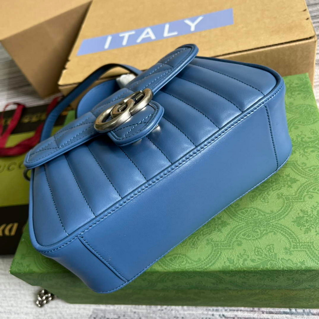 Gucci 583571 GG Marmont mini top handle bag Blue - Default Title - View 6