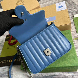 Gucci 583571 GG Marmont mini top handle bag Blue - Default Title - View 7