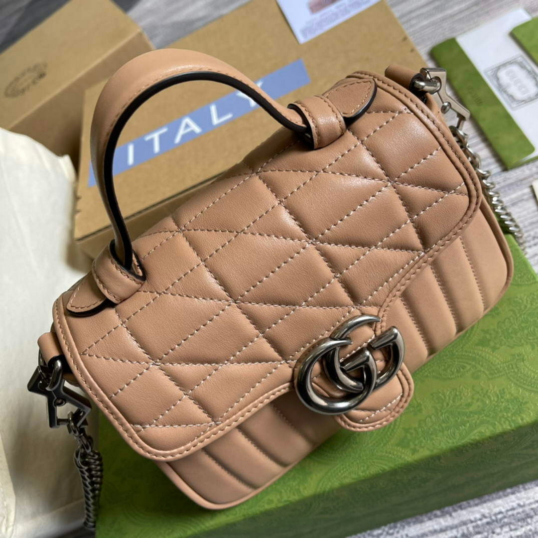Gucci 583571 GG Marmont mini top handle bag Light Pink