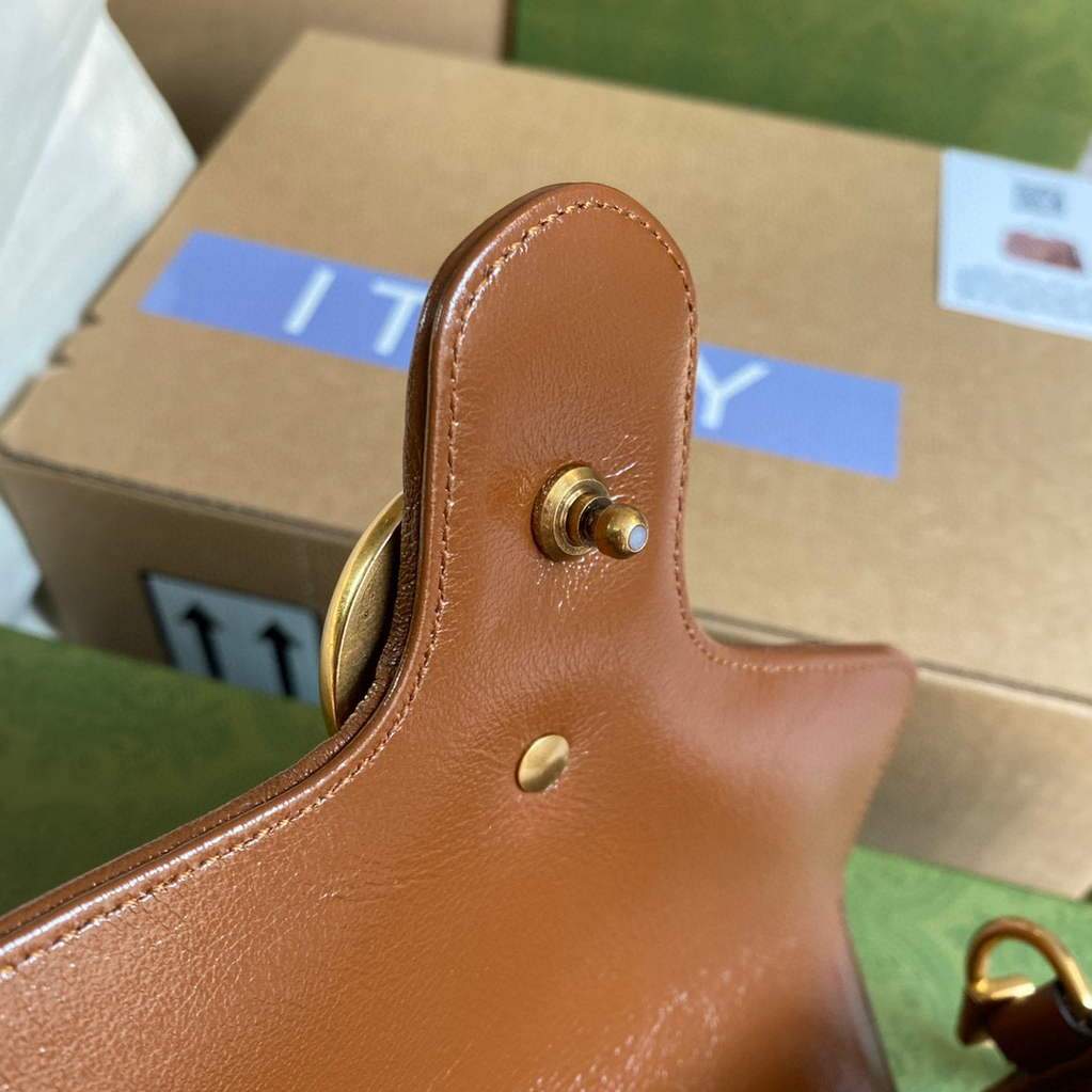 Gucci 583571 GG Marmont Multicolour mini top handle bag Brown