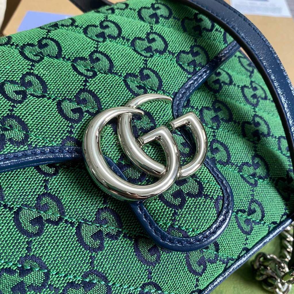 Gucci 583571 GG Marmont Multicolour mini top handle bag Green
