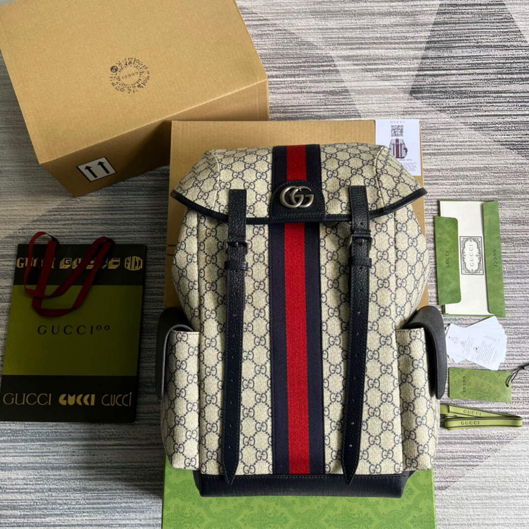 Gucci 598140 Ophidia GG Medium Backpack Blue - Default Title - View 1