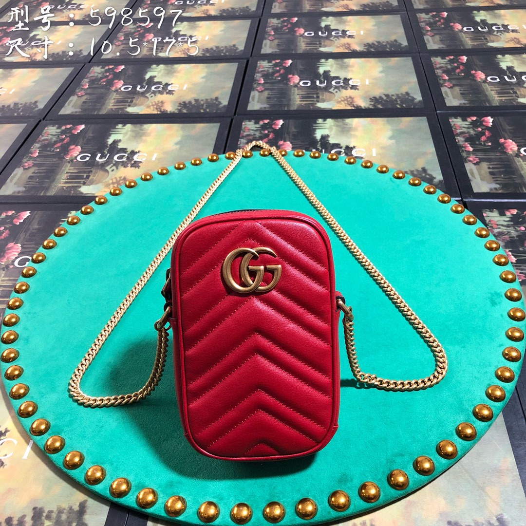 Gucci 598597 GG Marmont mini bag Red - Default Title - View 1