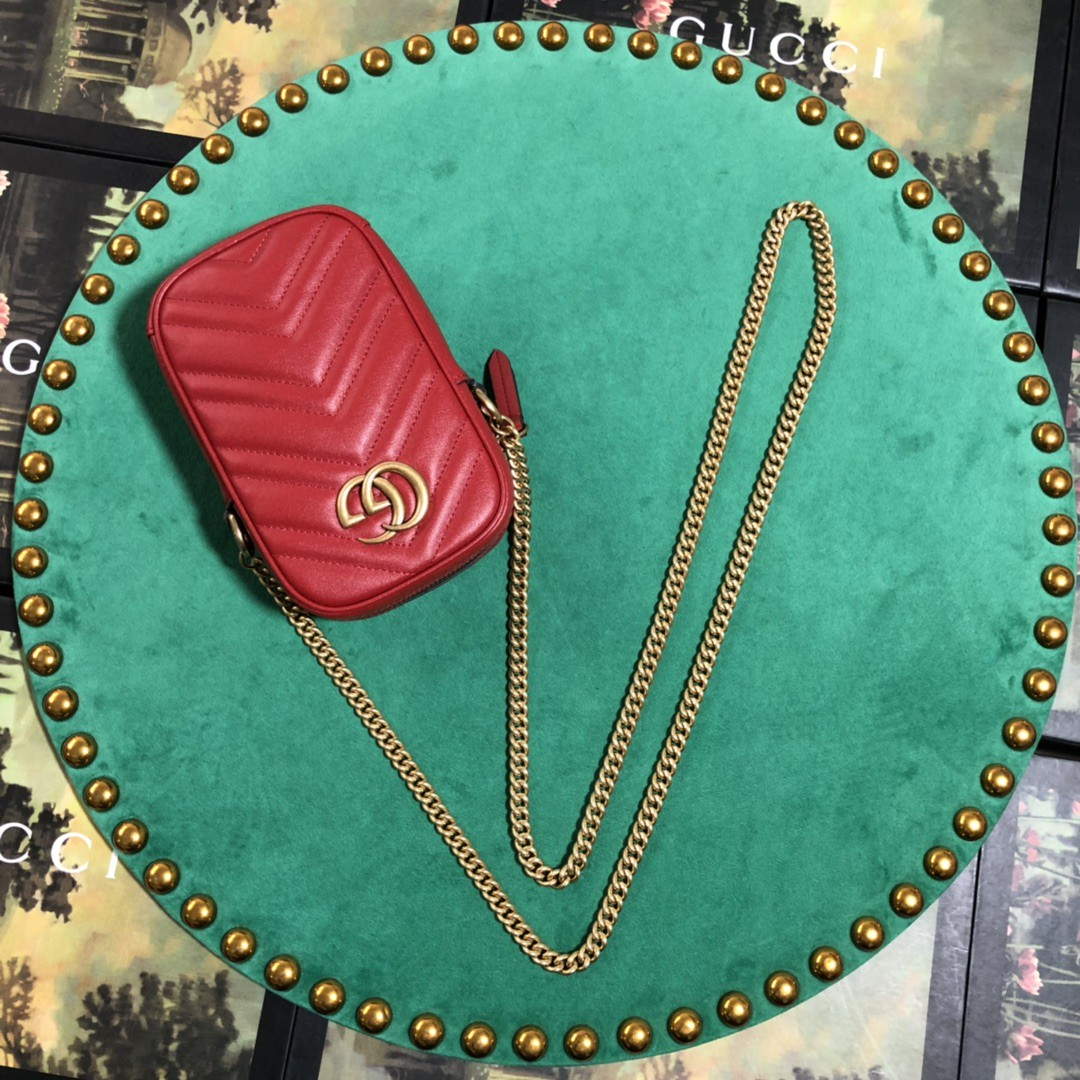 Gucci 598597 GG Marmont mini bag Red - Default Title - View 3