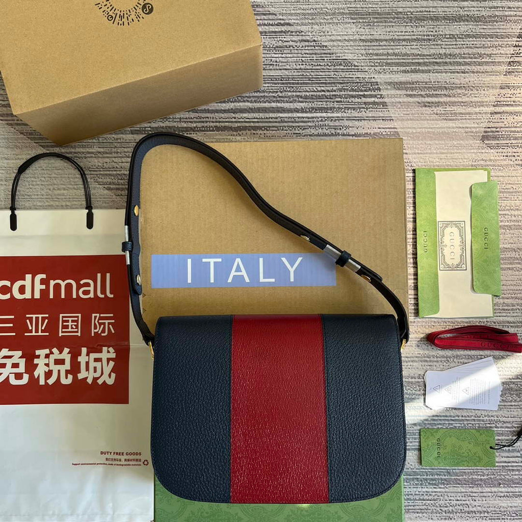Gucci 602204 Adidas X Gucci Gucci Horsebit 1955 Small Bag Navy& White