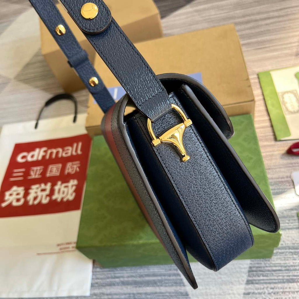 Gucci 602204 Adidas X Gucci Gucci Horsebit 1955 Small Bag Navy& White