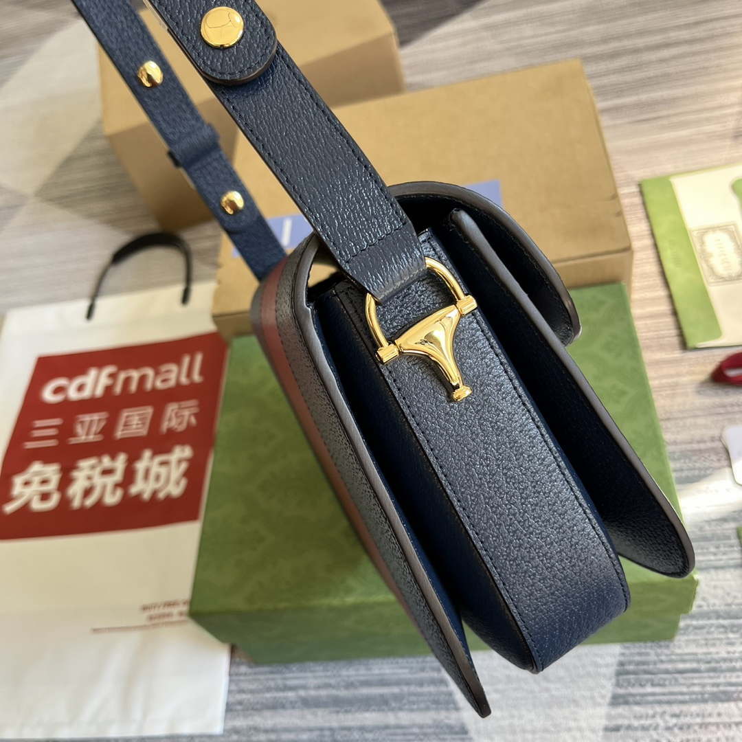 Gucci 602204 Adidas X Gucci Gucci Horsebit 1955 Small Bag Navy& White - Default Title - View 3