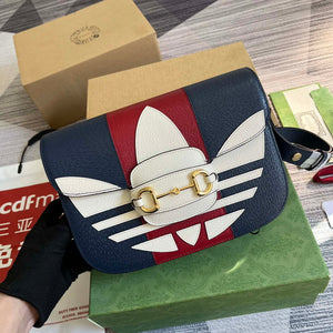 Gucci 602204 Adidas X Gucci Gucci Horsebit 1955 Small Bag Navy& White - Default Title - View 4
