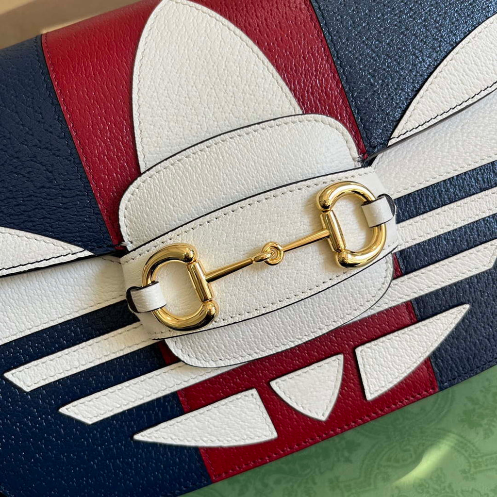Gucci 602204 Adidas X Gucci Gucci Horsebit 1955 Small Bag Navy& White
