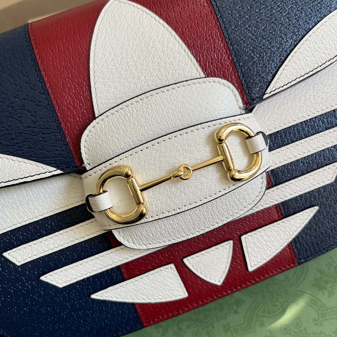 Gucci 602204 Adidas X Gucci Gucci Horsebit 1955 Small Bag Navy& White