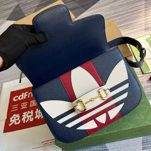 Gucci 602204 Adidas X Gucci Gucci Horsebit 1955 Small Bag Navy& White - Default Title - View 7