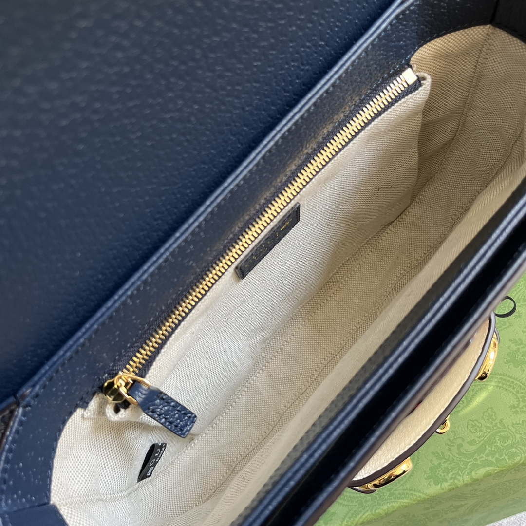 Gucci 602204 Adidas X Gucci Gucci Horsebit 1955 Small Bag Navy& White - Default Title - View 8