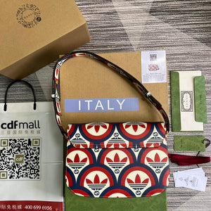 Gucci adidas x Gucci Horsebit 1955 shoulder bag 602204 blue and red leather - Default Title - View 4
