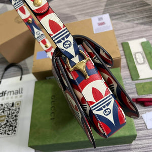 Gucci adidas x Gucci Horsebit 1955 shoulder bag 602204 blue and red leather - Default Title - View 3