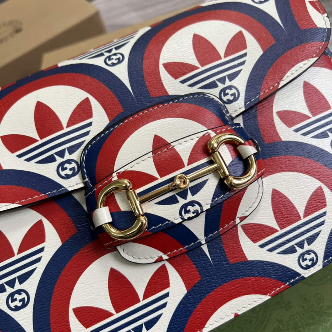 Gucci adidas x Gucci Horsebit 1955 shoulder bag 602204 blue and red leather - Default Title - View 5