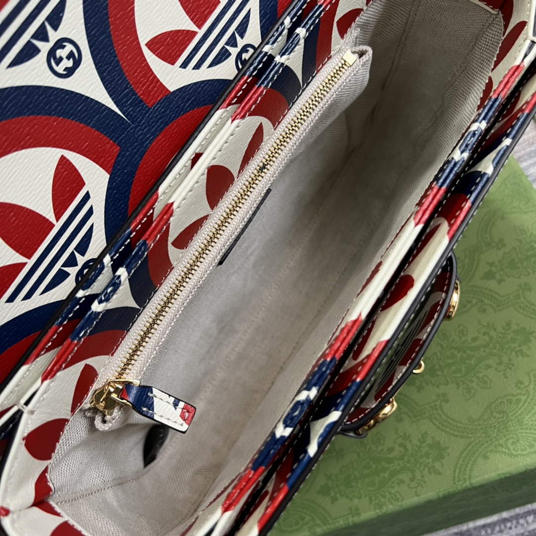 Gucci adidas x Gucci Horsebit 1955 shoulder bag 602204 blue and red leather