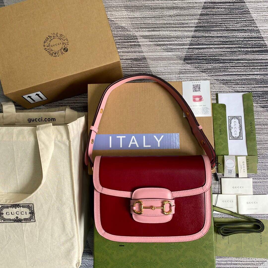 Gucci a€?02204 Gucci Horsebit 1955 Small Shoulder Bag Dark Red