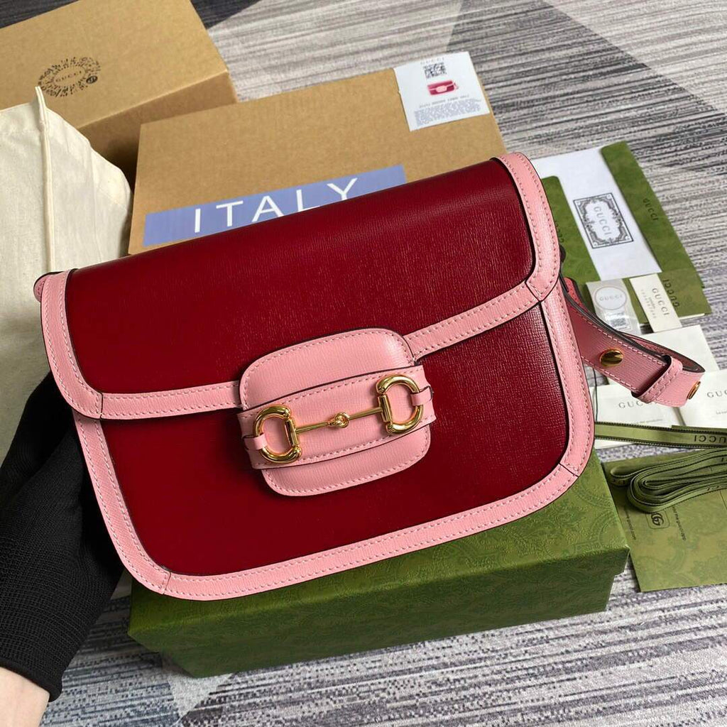 Gucci a€?02204 Gucci Horsebit 1955 Small Shoulder Bag Dark Red