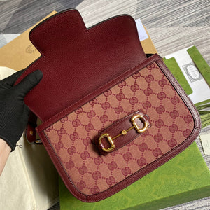Gucci Horsebit 1955 shoulder bag 602204 Beige and burgundy Original GG canvas - Default Title - View 7