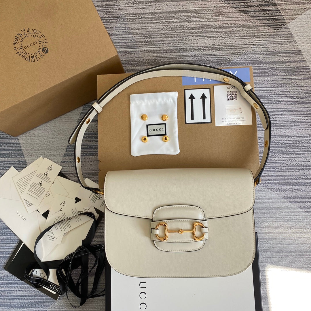 Gucci Horsebit 1955 shoulder bag 602204 Beige leather - Default Title - View 1
