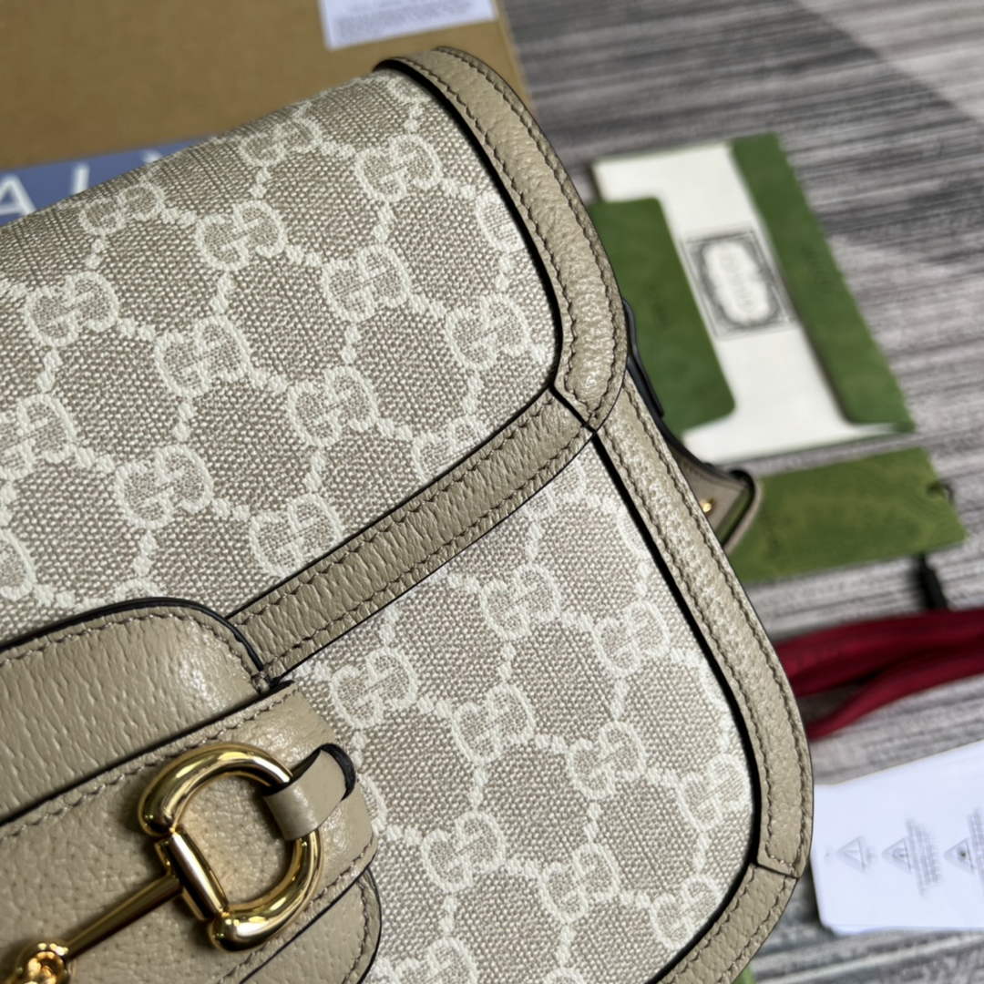 Gucci Horsebit 1955 shoulder bag 602204 beige with beige leather