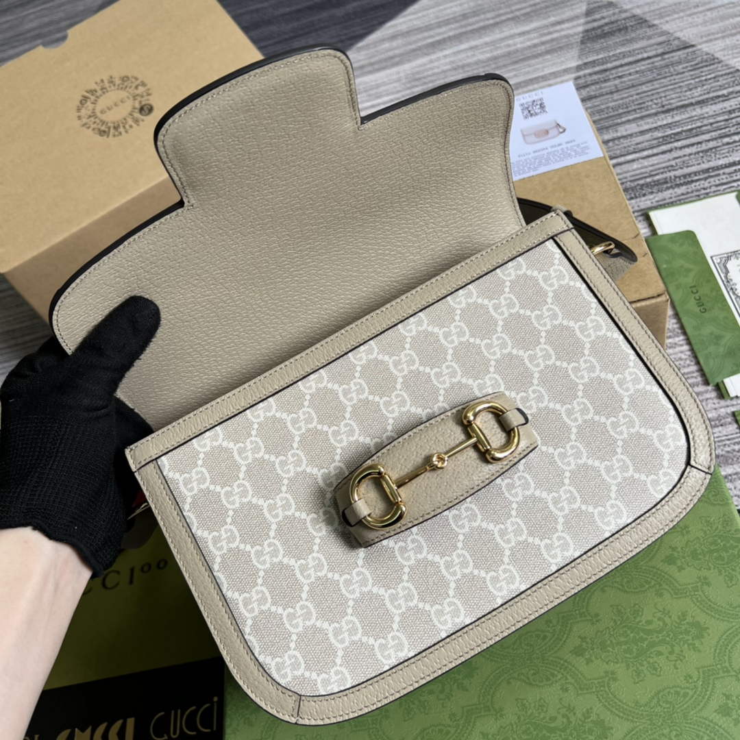 Gucci Horsebit 1955 shoulder bag 602204 beige with beige leather - Default Title - View 7