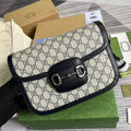 Gucci Horsebit 1955 shoulder bag 602204 beige with black leather - Default Title - View 1