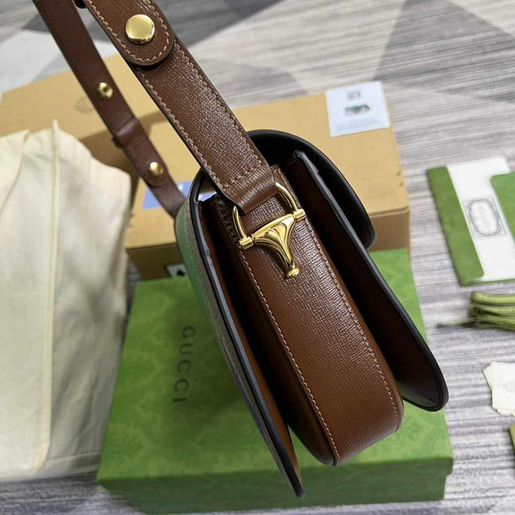 Gucci Horsebit 1955 shoulder bag Beige with 602204 brown leather
