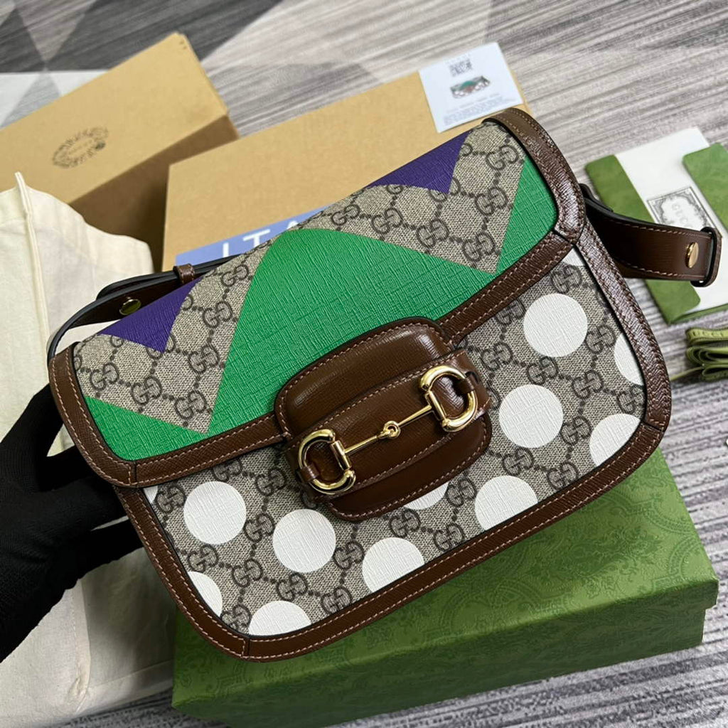 Gucci Horsebit 1955 shoulder bag Beige with 602204 brown leather