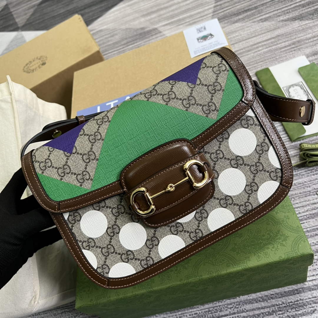 Gucci Horsebit 1955 shoulder bag Beige with 602204 brown leather - Default Title - View 1