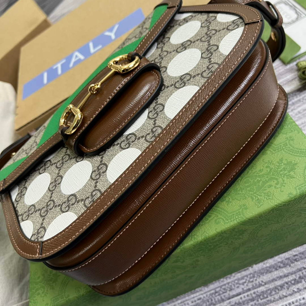 Gucci Horsebit 1955 shoulder bag Beige with 602204 brown leather
