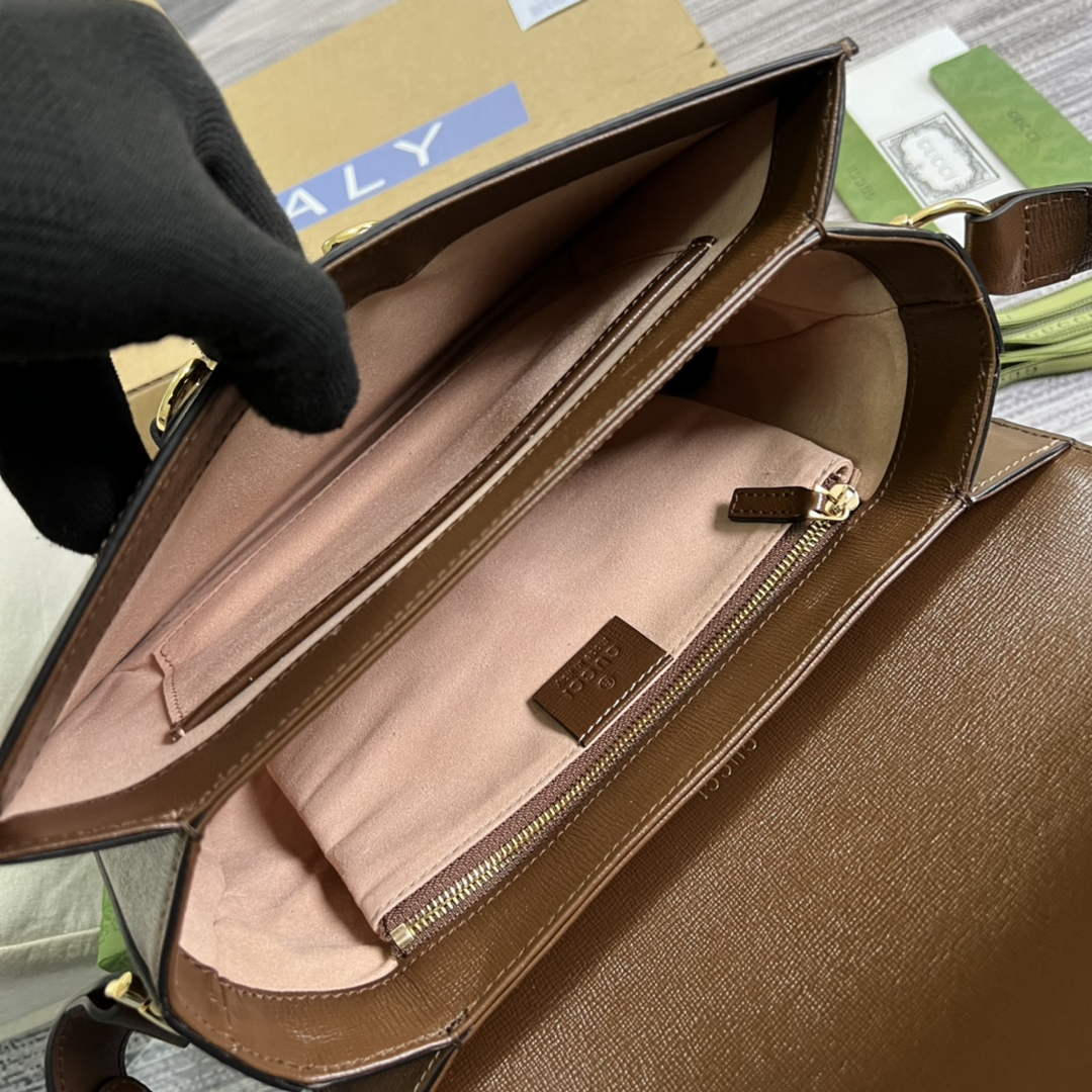Gucci Horsebit 1955 shoulder bag Beige with 602204 brown leather - Default Title - View 9