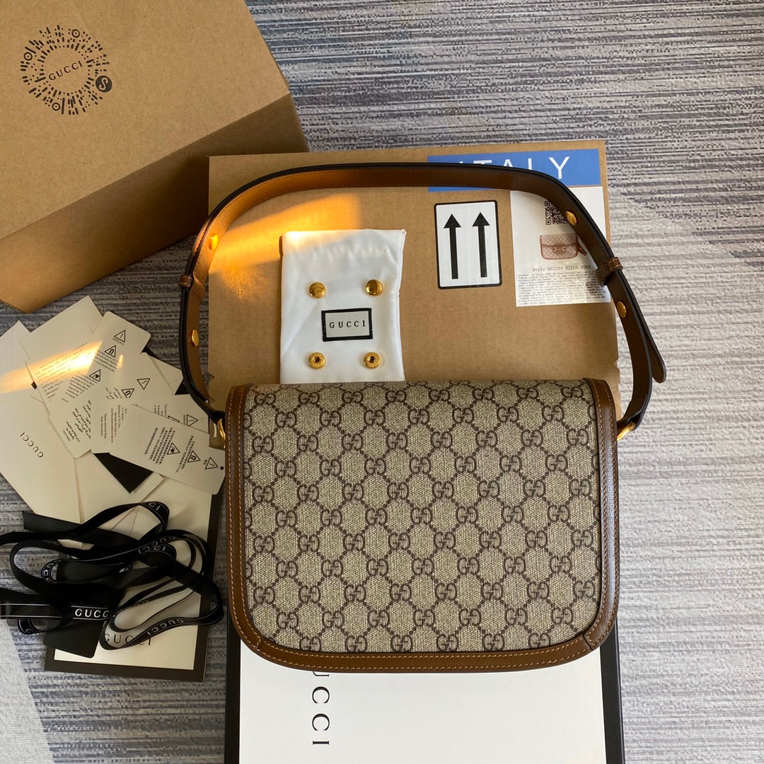Gucci Horsebit 1955 shoulder bag 602204 Beige with brown leather - Default Title - View 2