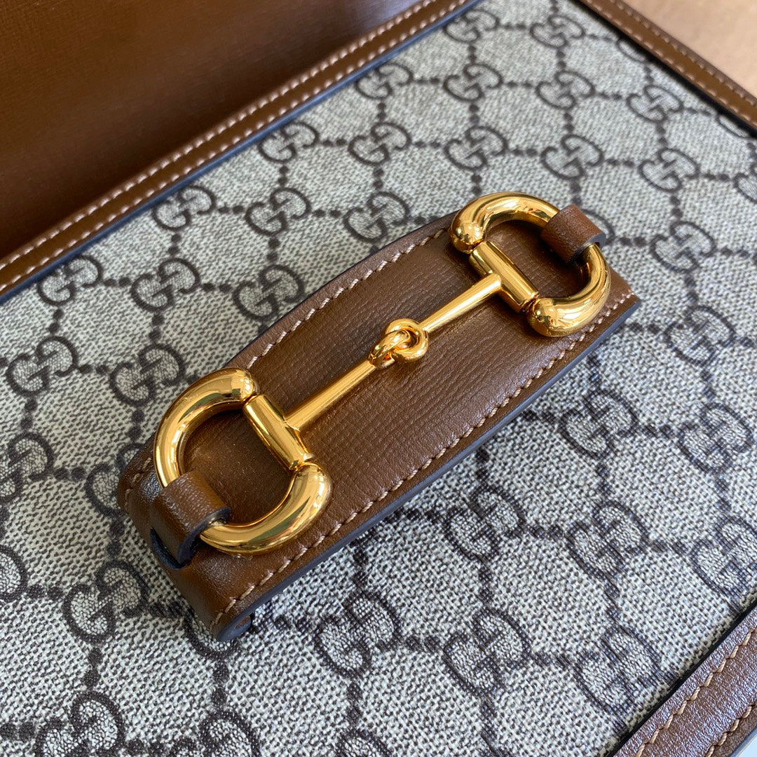Gucci Horsebit 1955 shoulder bag 602204 Beige with brown leather