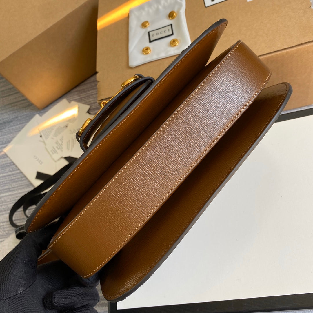 Gucci Horsebit 1955 shoulder bag 602204 Beige with brown leather