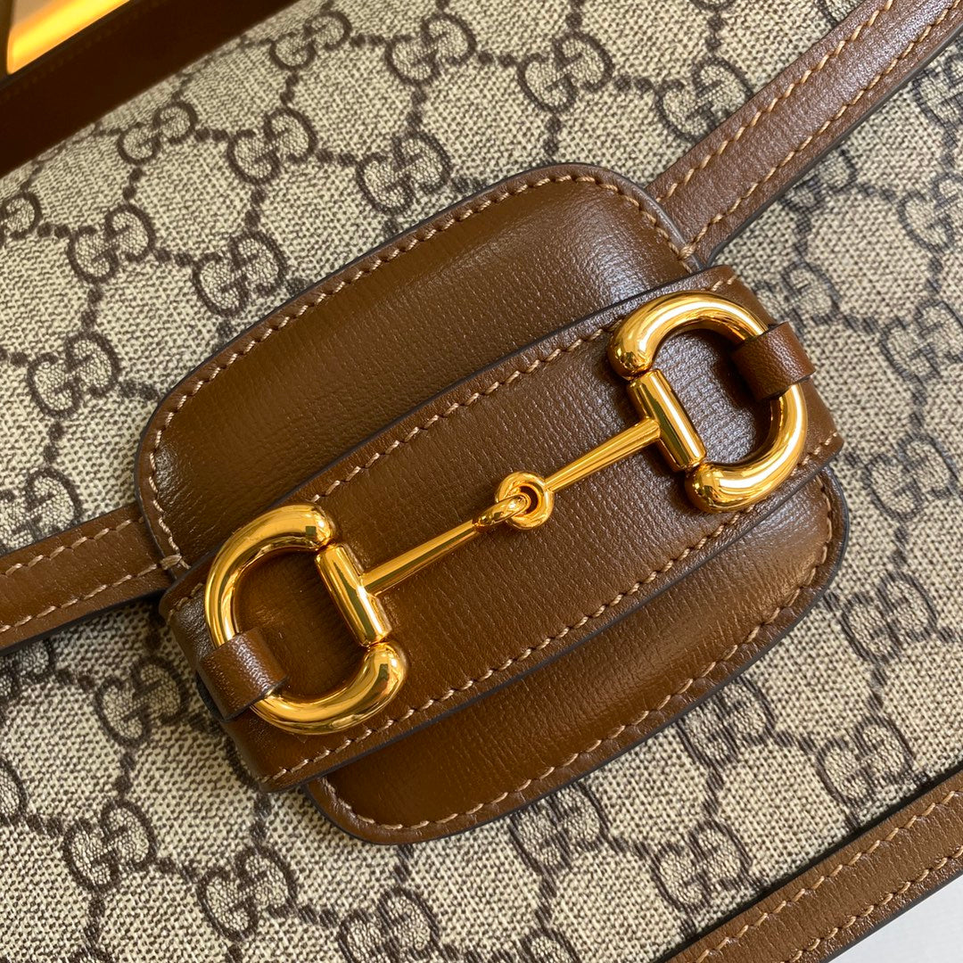 Gucci Horsebit 1955 shoulder bag 602204 Beige with brown leather