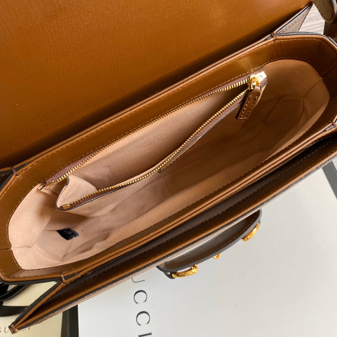 Gucci Horsebit 1955 shoulder bag 602204 Beige with brown leather