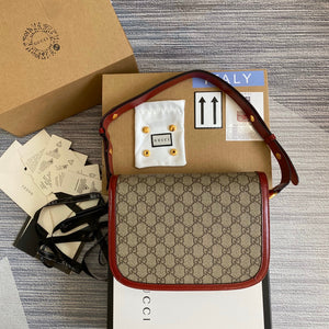 Gucci Horsebit 1955 shoulder bag 602204 Beige with red leather - Default Title - View 2