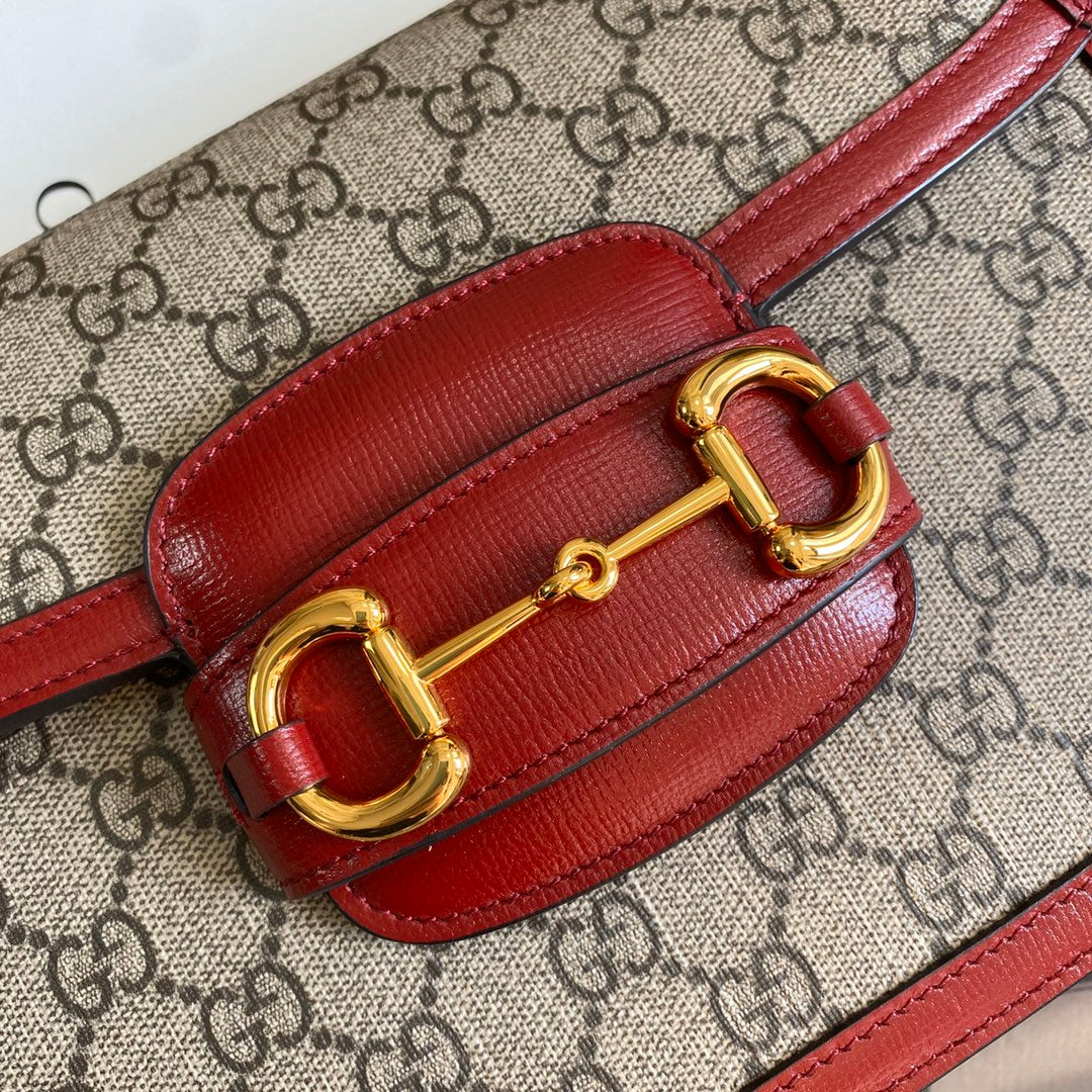 Gucci Horsebit 1955 shoulder bag 602204 Beige with red leather - Default Title - View 3