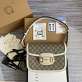 Gucci Horsebit 1955 shoulder bag 602204 Beige with white leather - Default Title - View 1
