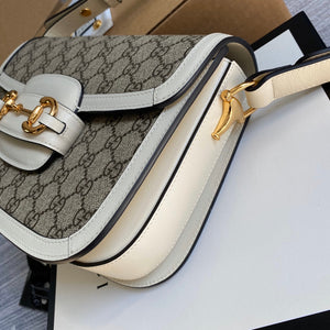 Gucci Horsebit 1955 shoulder bag 602204 Beige with white leather - Default Title - View 5