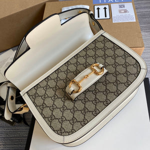 Gucci Horsebit 1955 shoulder bag 602204 Beige with white leather - Default Title - View 7