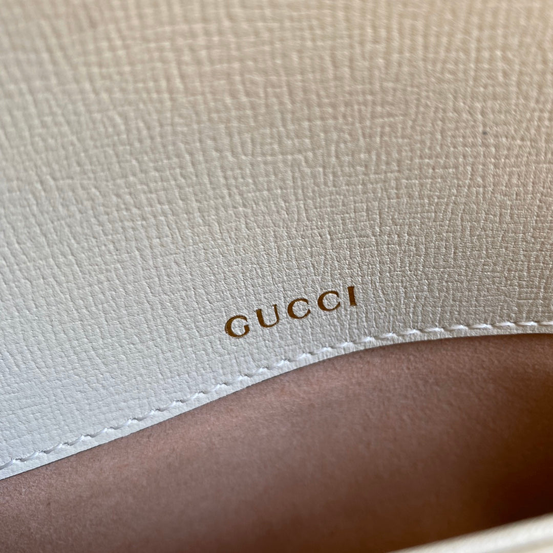 Gucci Horsebit 1955 shoulder bag 602204 Beige with white leather