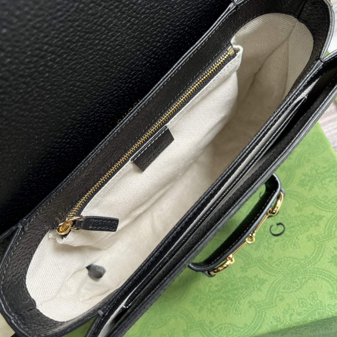 Gucci Horsebit 1955 shoulder bag 602204 Black and ivory GG denim jacquard - Default Title - View 8