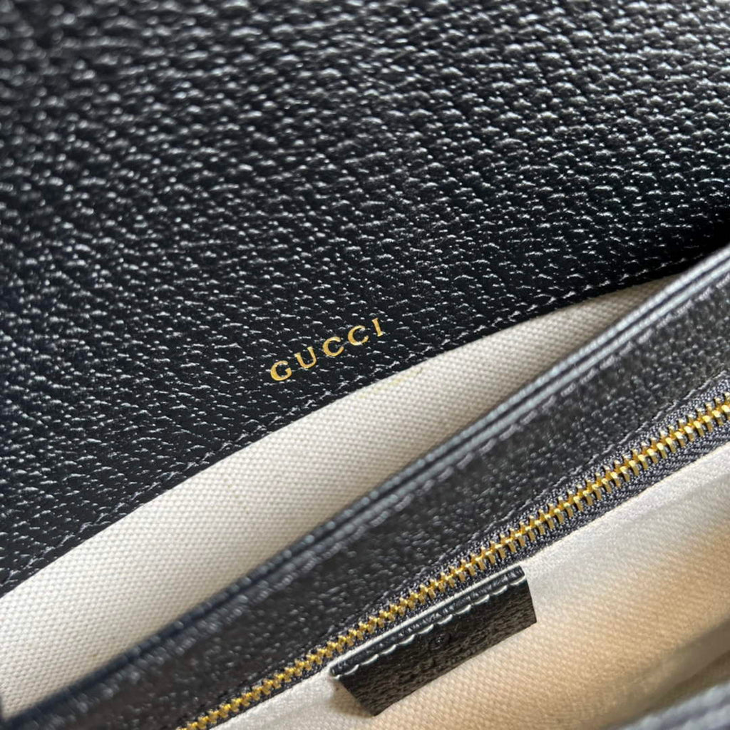 Gucci Horsebit 1955 shoulder bag 602204 Black and ivory GG denim jacquard