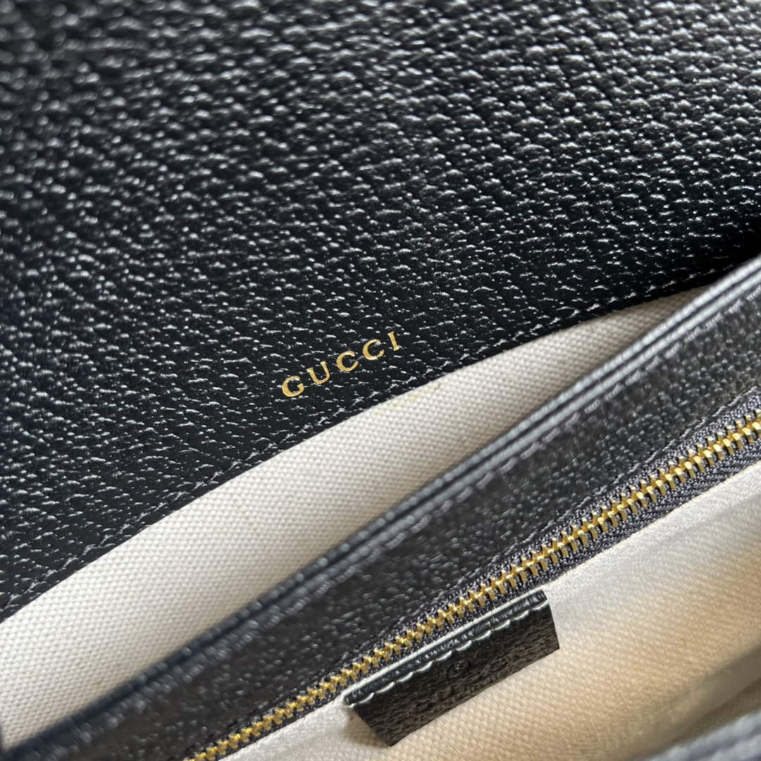 Gucci Horsebit 1955 shoulder bag 602204 Black and ivory GG denim jacquard - Default Title - View 9